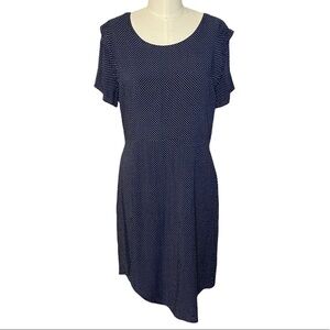 Love Sadie Navy Blue White Polka Dot Short Sleeve Asymmetrical Dress XL